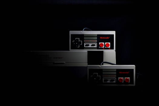 image of a retro Nintendo console with games