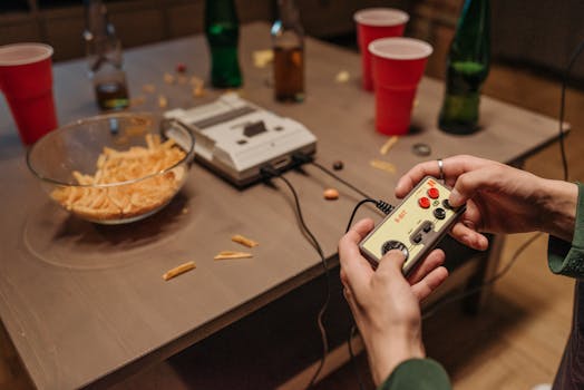 classic gaming setup with retro consoles