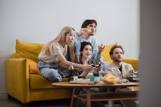 group of gamers playing retro games